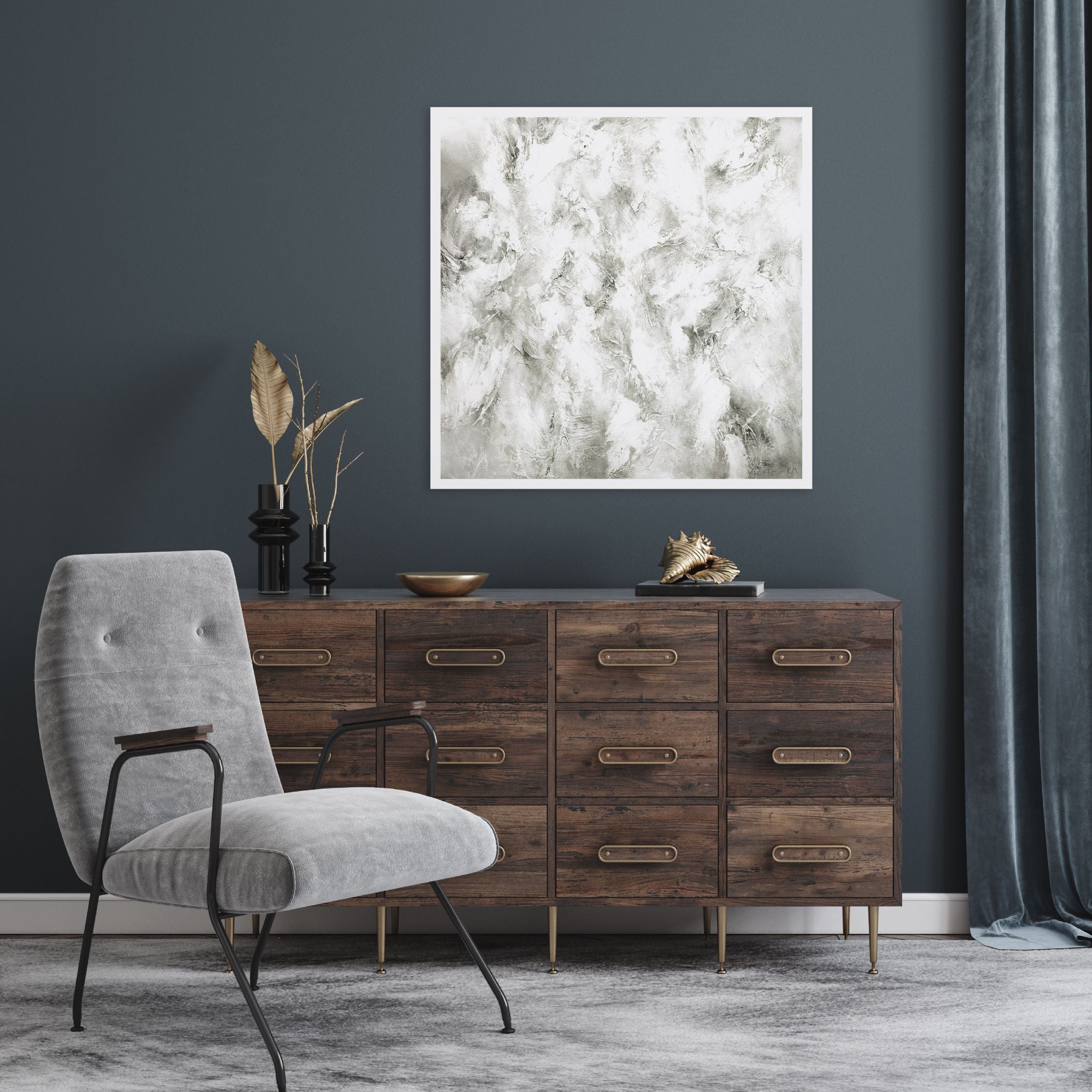 Fracture Square Framed Printed Canvas - Mala Art Co.