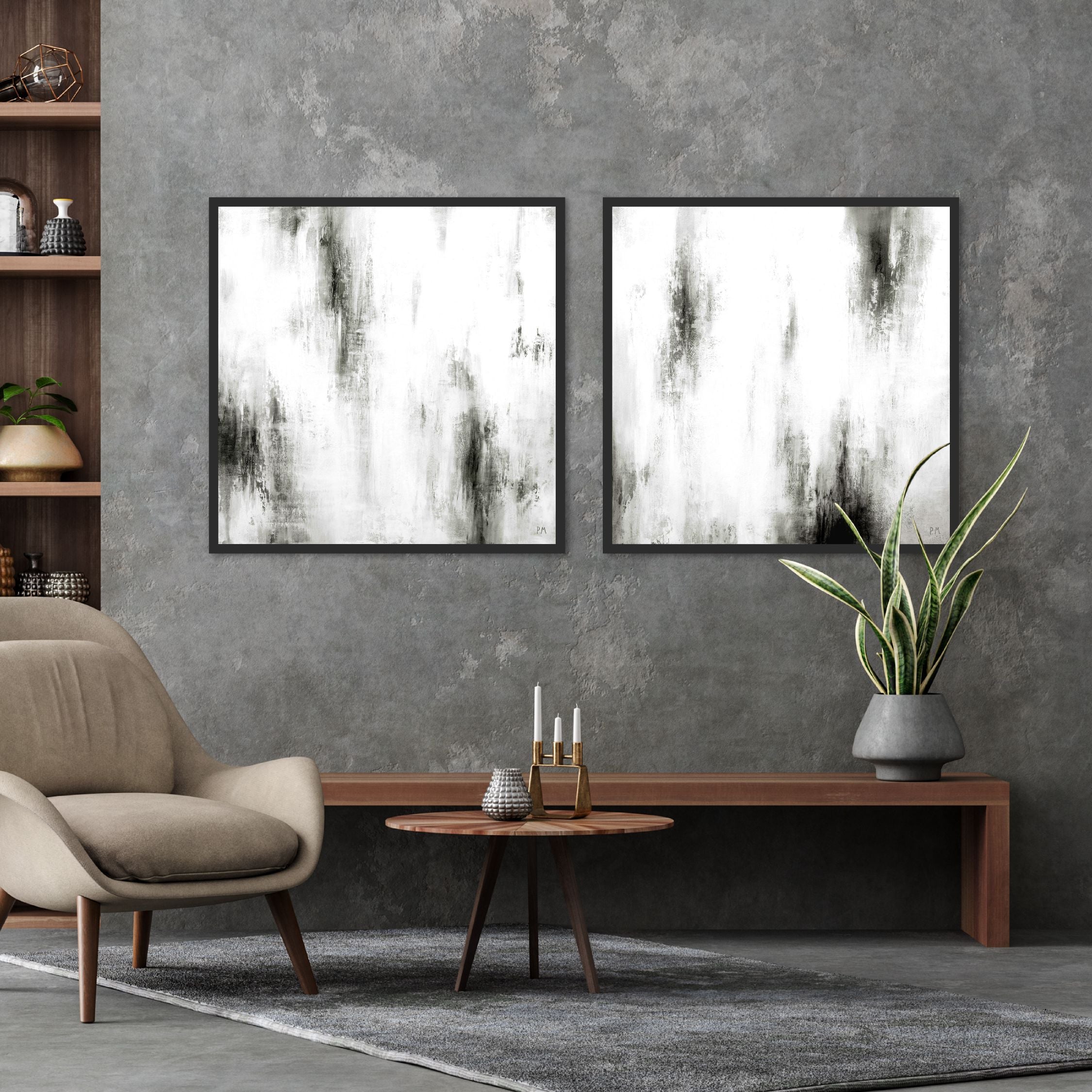 Manhattan Square Framed Canvas Set of 2 - Mala Art Co.