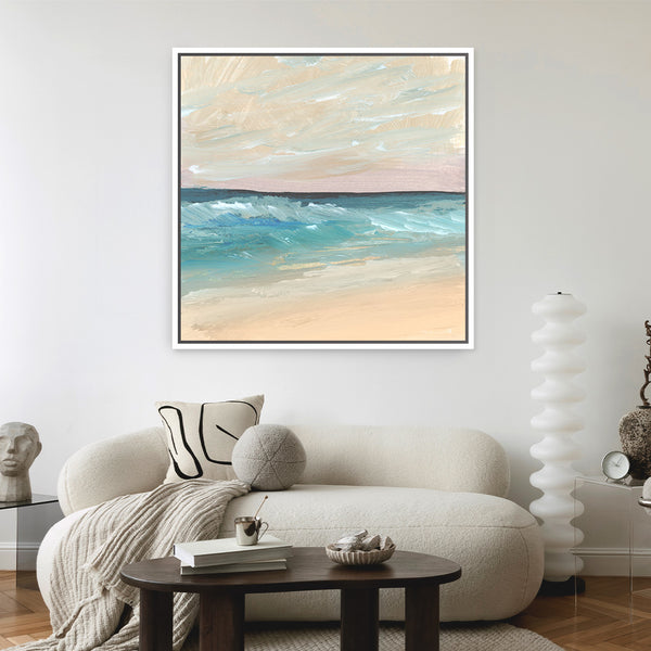 Bay Waves Square Framed Printed Canvas - Mala Art Co.