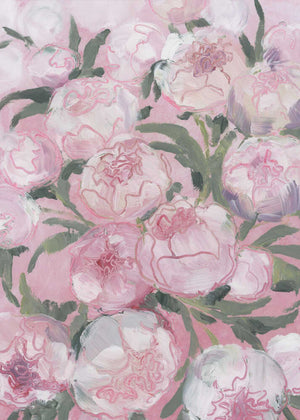 Floral Composition Of Pink Peonies Framed Printed Canvas - Mala Art Co.